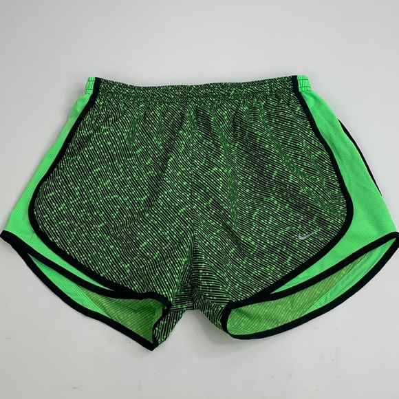 Nike Dri Fit Running athletic Shorts Size Medium Neon Green & Black Drawstring - Picture 1 of 10